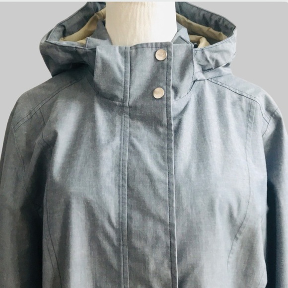 The North Face Dryvent Women Heather Blue Hooded Trench Rain Coat Jacket X Large - Picture 4 of 15